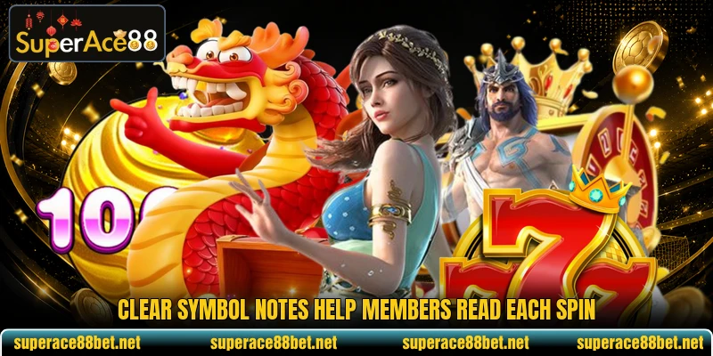 Clear symbol notes help members read each spin